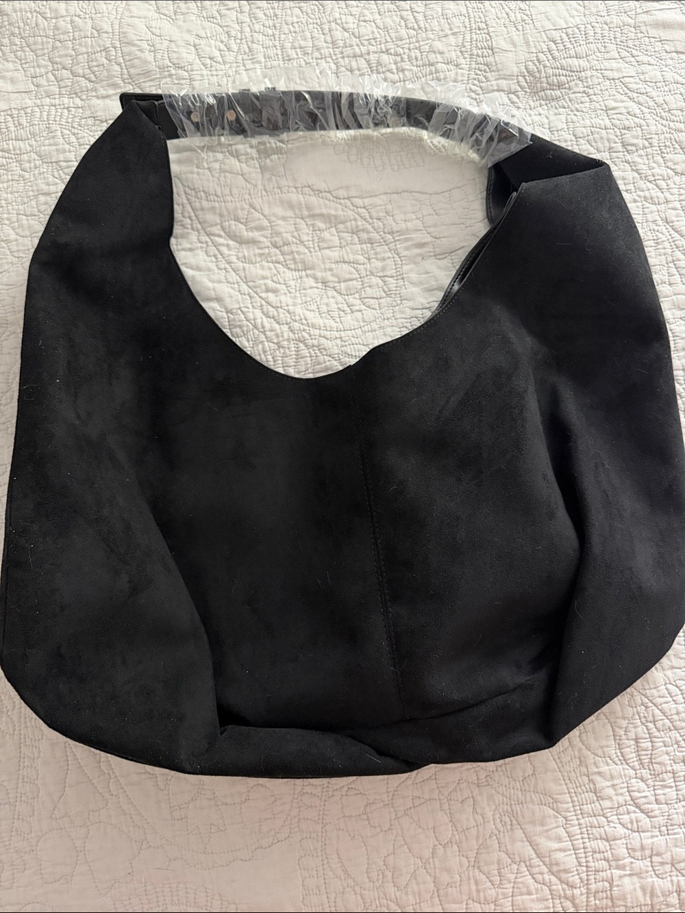 Anthropologie Black Suede Hobo Shoulder Bag